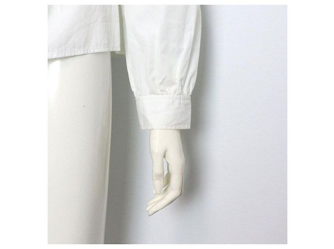 Miu Miu Blusa camisa de algodón blanco con cinta para mujer - vista 3