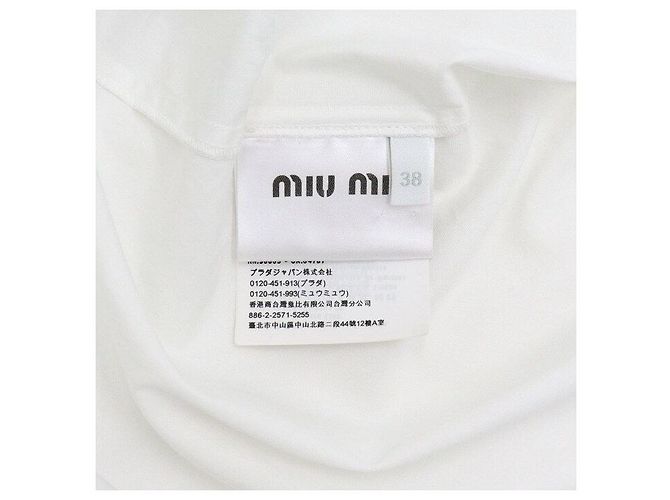 Miu Miu Blusa camisa de algodón blanco con cinta para mujer - vista 6