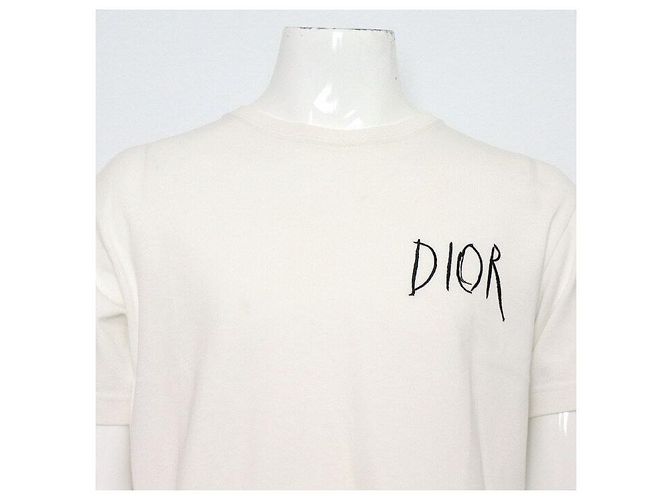 Dior Weißes Kurzarm-T-Shirt mit besticktem Logo - Ansicht 2