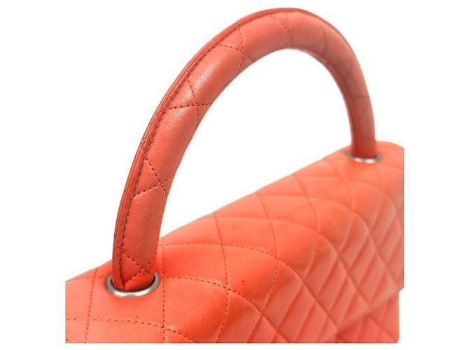 Chanel Gesteppte Top-Handle Tote Bag aus Lammleder in Orange - Ansicht 12