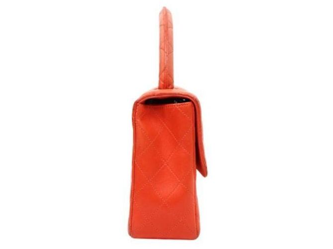 Chanel Gesteppte Top-Handle Tote Bag aus Lammleder in Orange - Ansicht 2