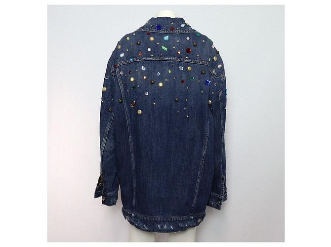 Dolce & Gabbana Chaqueta de denim de algodón azul con cristales para mujer - vista 4