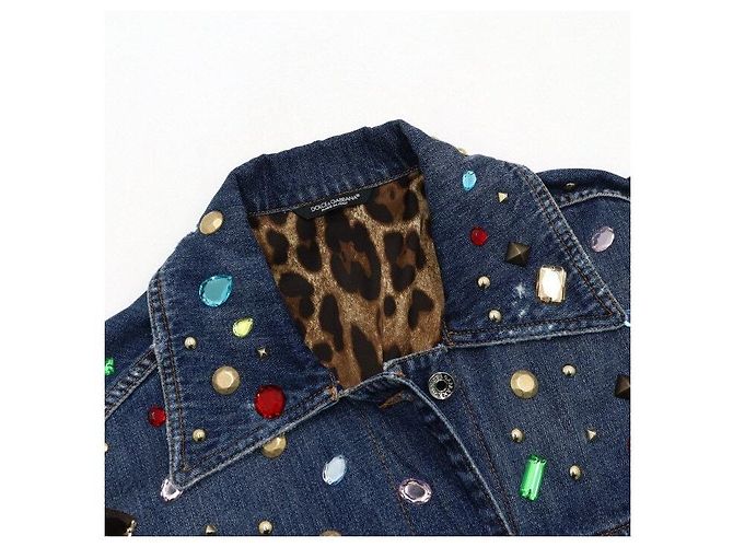 Dolce & Gabbana Chaqueta de denim de algodón azul con cristales para mujer - vista 5