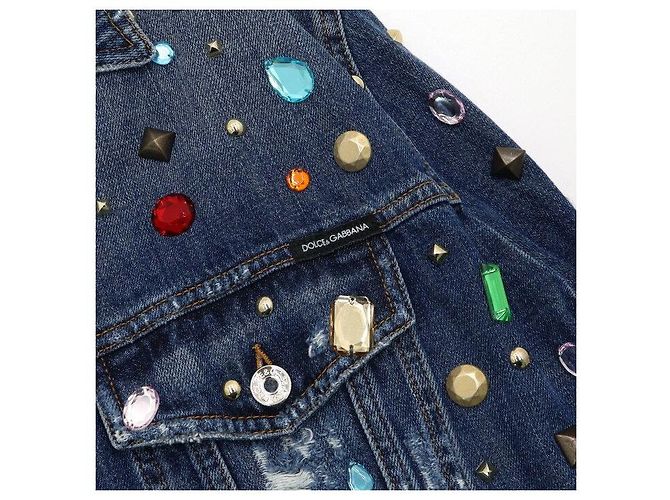 Dolce & Gabbana Chaqueta de denim de algodón azul con cristales para mujer - vista 6