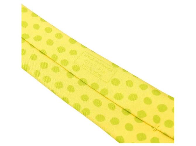 Hermès Cravatta in seta a pois giallo verde - vista 4