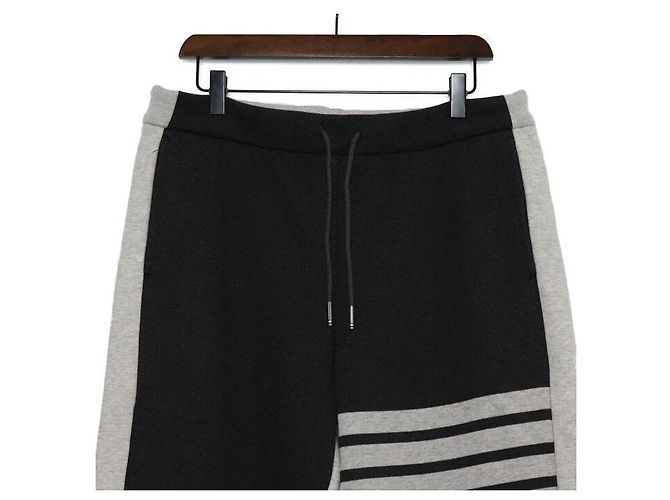 Thom Browne Black Cotton Loopback Colorblock Men's Sweatpants - view 2