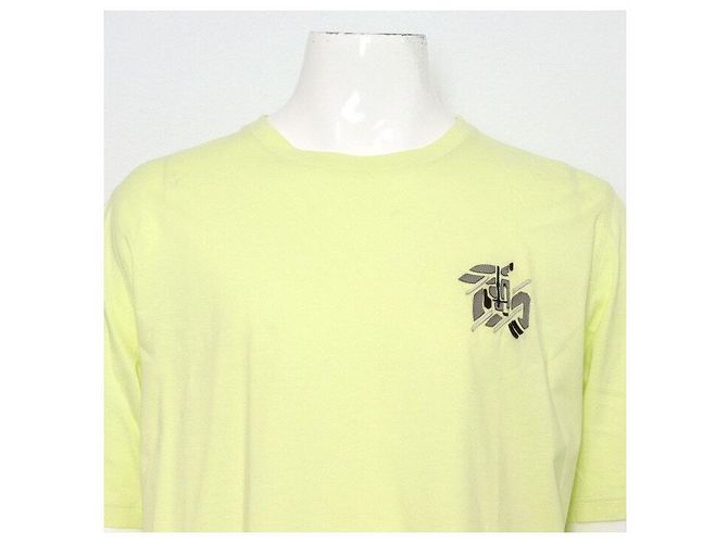 Hermès Gelbes Kurzarm-T-Shirt für Herren aus Leder mit Mini-Patch - Ansicht 2