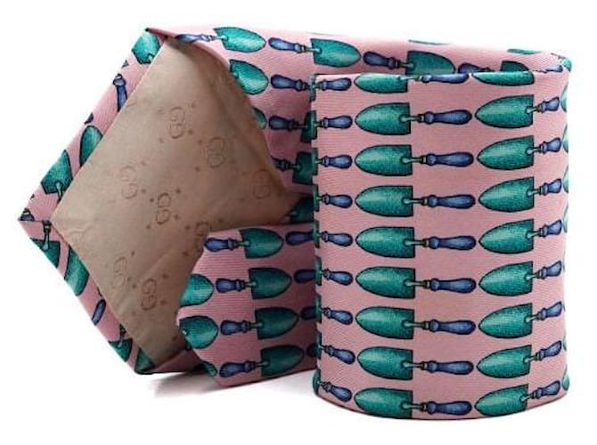 Gucci Pink Trowel Pattern Silk Tie - view 2