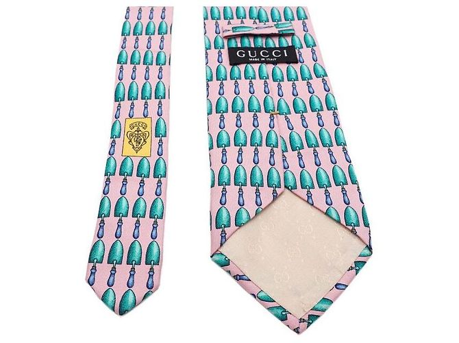 Gucci Pink Trowel Pattern Silk Tie - view 5