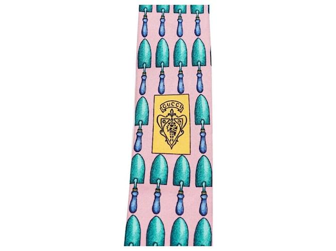 Gucci Pink Trowel Pattern Silk Tie - view 6