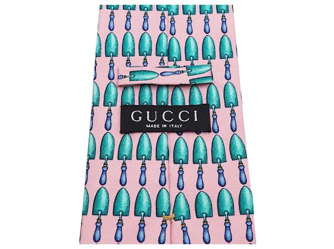 Gucci Pink Trowel Pattern Silk Tie - view 7