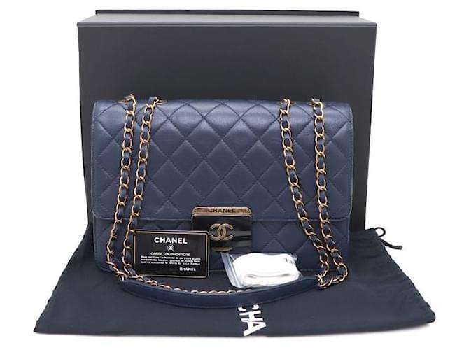 Chanel Borsa a tracolla con patta e catena Large Blu - vista 10