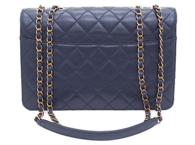 Chanel Borsa a tracolla con patta e catena Large Blu - vista 3
