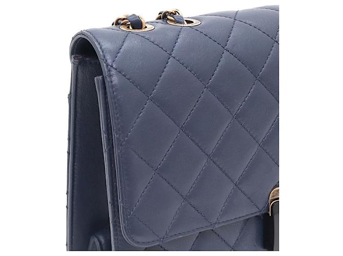 Chanel Borsa a tracolla con patta e catena Large Blu - vista 4