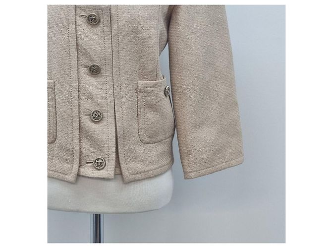 Chanel Beige Jacke mit Goldgarn Orange - Ansicht 5