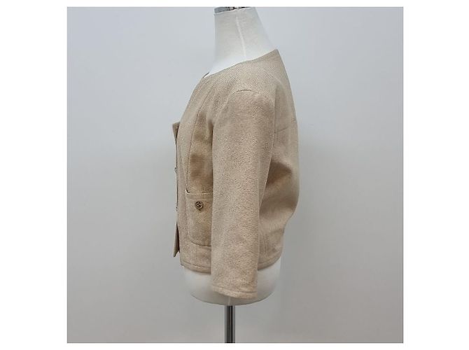 Chanel Beige Jacke mit Goldgarn Orange - Ansicht 7