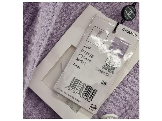 Chanel Vestido de malha com cinto Roxo claro - vista 10