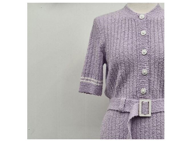 Chanel Vestido de malha com cinto Roxo claro - vista 5