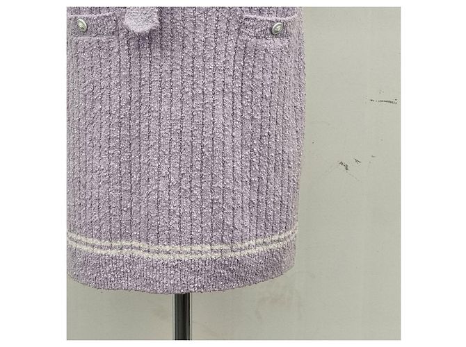 Chanel Vestido de malha com cinto Roxo claro - vista 6