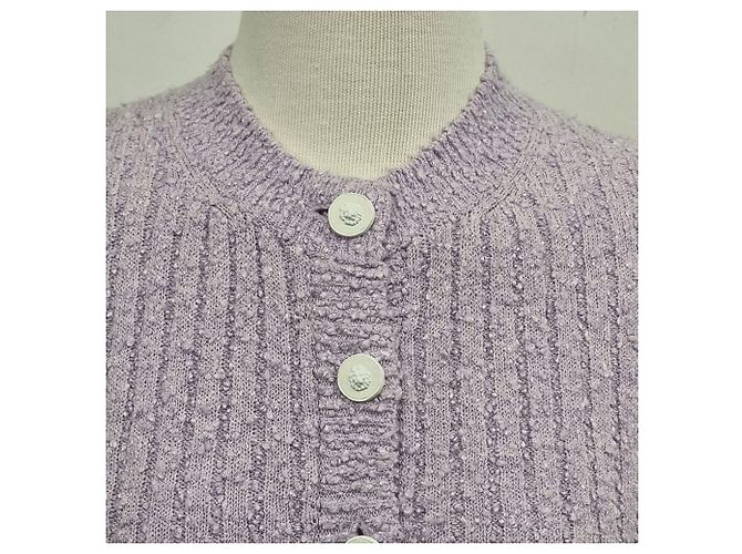 Chanel Vestido de malha com cinto Roxo claro - vista 7