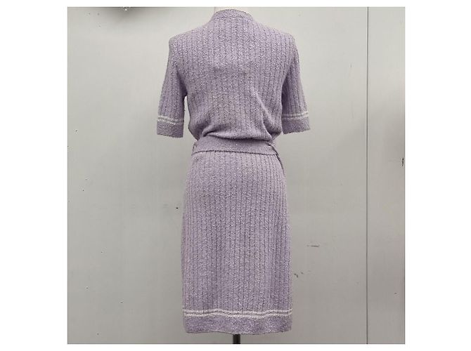 Chanel Vestido de malha com cinto Roxo claro - vista 9