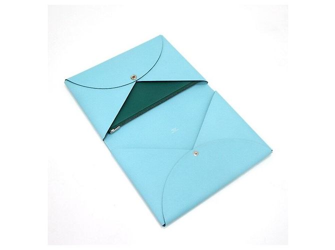 Hermès Pouch e clutch Calvi Epsom Blue Atoll Malachite - vista 5