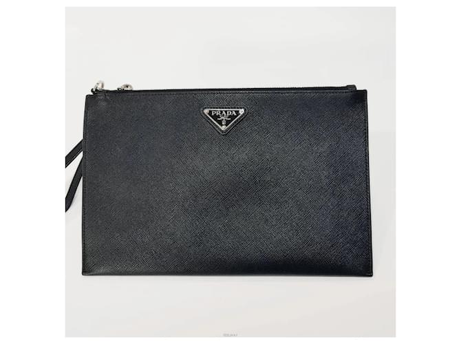 Prada Clutch mit Triangle-Logo Schwarz - Ansicht 2