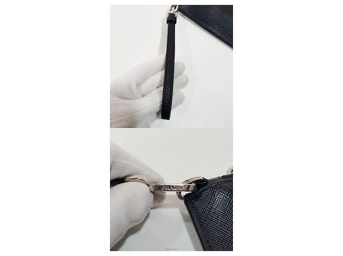 Prada Clutch mit Triangle-Logo Schwarz - Ansicht 5