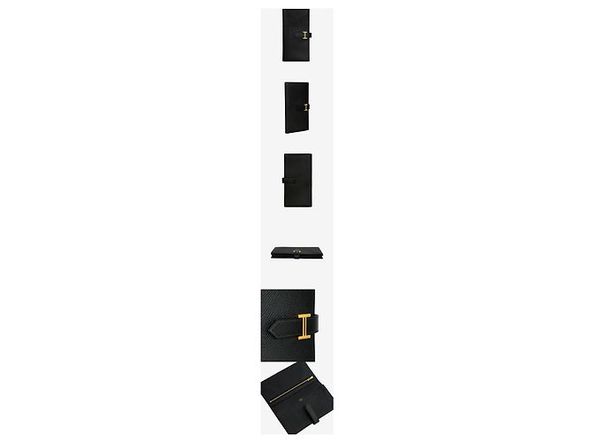 Trim Hermès Carteira longa Stamp Black com acabamento dourado - vista 2