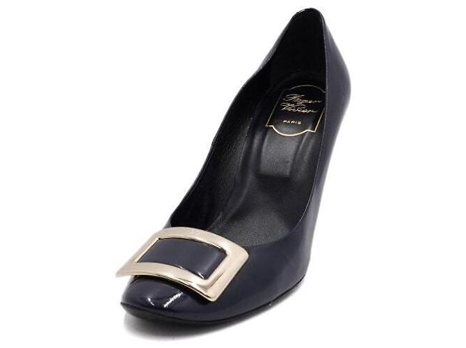 Roger Vivier Décolleté trombetta in vernice blu da donna - vista 2