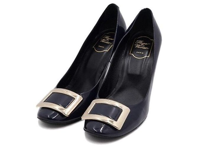 Roger Vivier Décolleté trombetta in vernice blu da donna - vista 3