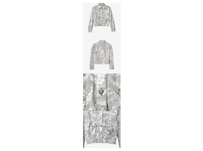 Chanel Unbenutzte Coco Beach Floral Denim Jacke Größe Braun - Ansicht 2