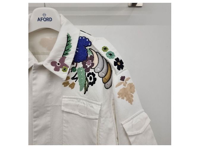 Valentino Giacca-camicia con ricamo floreale in cotone Argento - vista 7