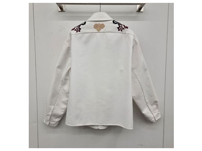Valentino Giacca-camicia con ricamo floreale in cotone Argento - vista 8