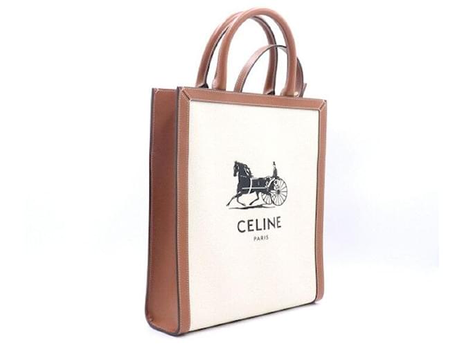 Céline Small Vertical Cabas Tote Bag e Borsa a Tracolla Marrone - vista 3