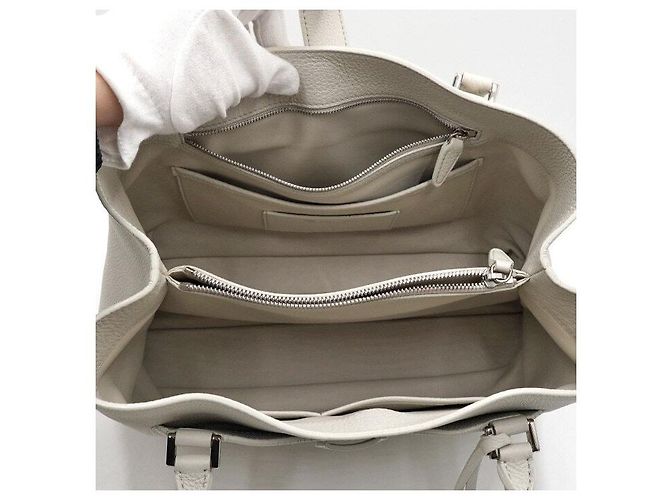 Loro Piana Saco Tote e Saco de Ombro Media Bag em couro branco - vista 5