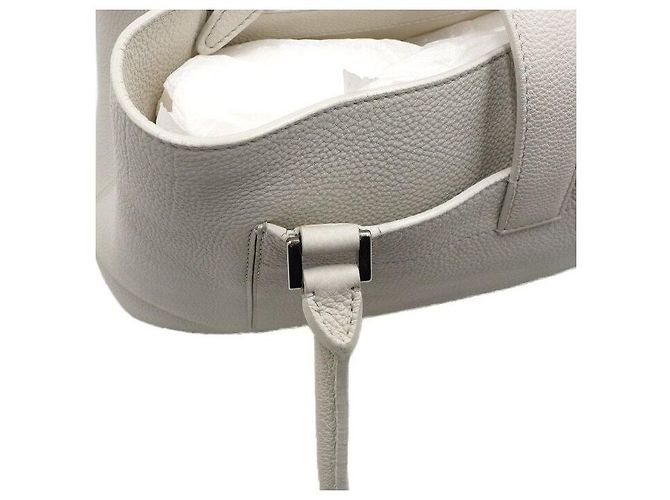 Loro Piana Saco Tote e Saco de Ombro Media Bag em couro branco - vista 9