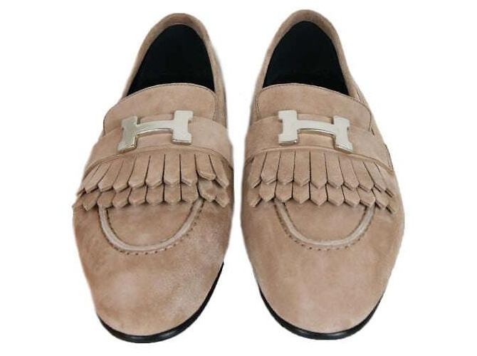 Hermès Wildleder-Loafer Orange - Ansicht 5