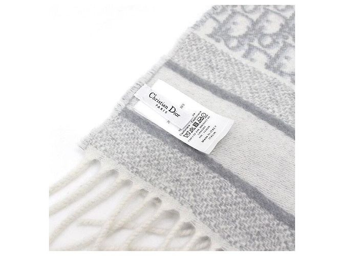 Dior Sciarpa in cashmere Oblique Ecru Gray Marrone - vista 5