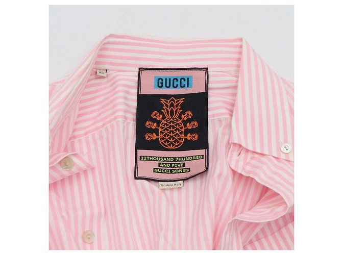 Gucci Chemise à rayures pour femme en coton rose avec logo brodé - vue 5