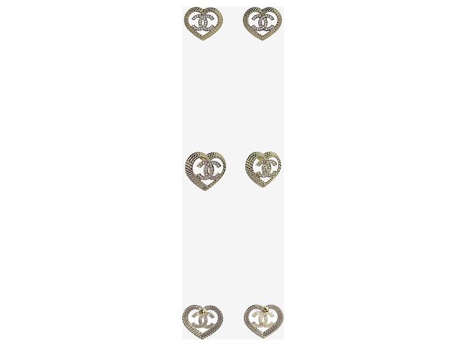 Chanel Orecchini a cuore con logo CC mai usati D'oro - vista 2