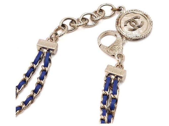 Chanel Bracciale COCO in pelle di agnello blu con catena dorata da donna - vista 3