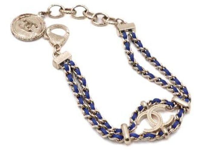 Chanel Bracciale COCO in pelle di agnello blu con catena dorata da donna - vista 4