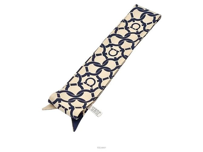 Salvatore Ferragamo Gancini Seidentuch Blau - Ansicht 4