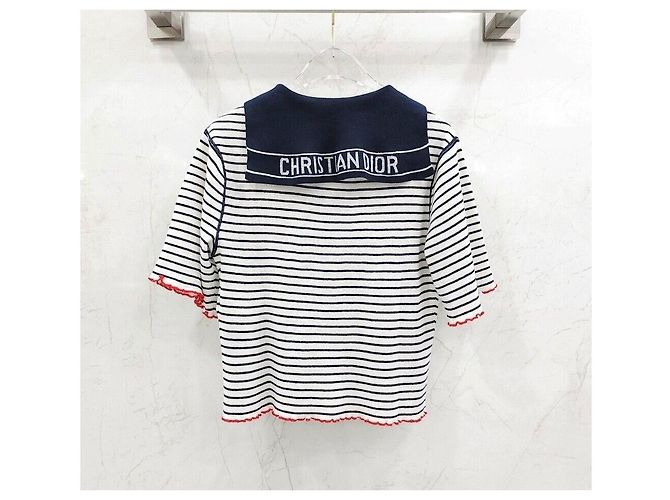 Dior Riviera Marinière Motif Strickpullover Kurzarm - Ansicht 2