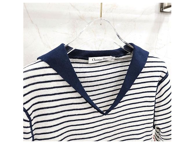 Dior Riviera Marinière Motif Strickpullover Kurzarm - Ansicht 4