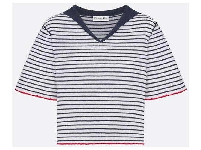 Dior Riviera Marinière Motif Strickpullover Kurzarm - Ansicht 6
