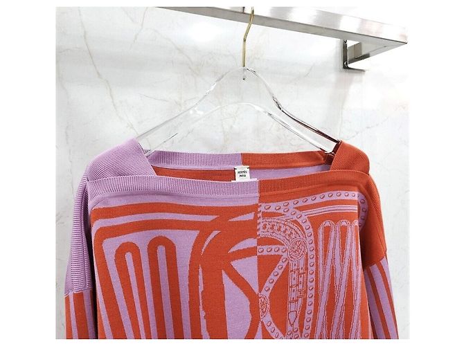 Hermès Grand GRAND TRALALA Seidenpullover mit langen Ärmeln Rot - Ansicht 3