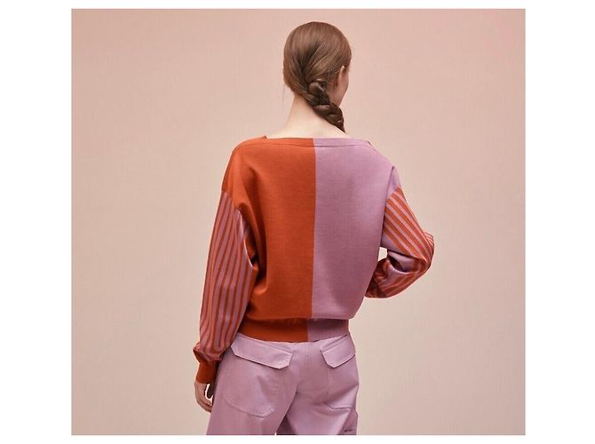 Hermès Grand GRAND TRALALA Seidenpullover mit langen Ärmeln Rot - Ansicht 7