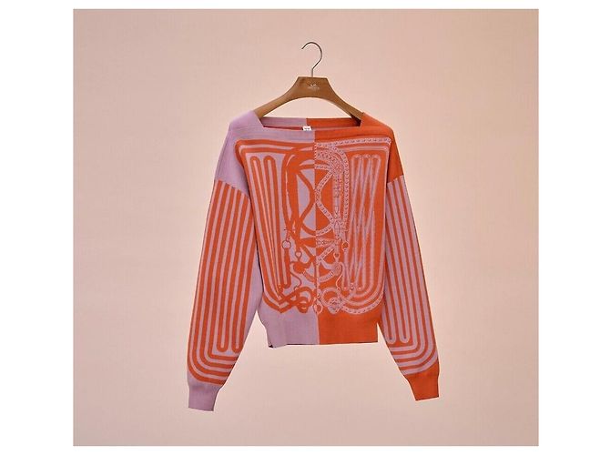 Hermès Grand GRAND TRALALA Seidenpullover mit langen Ärmeln Rot - Ansicht 8